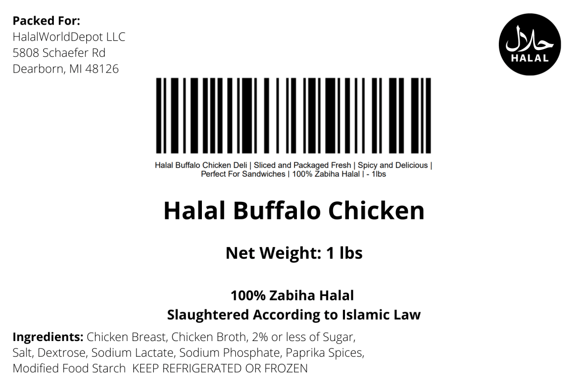 Halal Buffalo Chicken Deli | Sliced and Packaged Fresh | Spicy and Delicious | - HalalWorldDepot