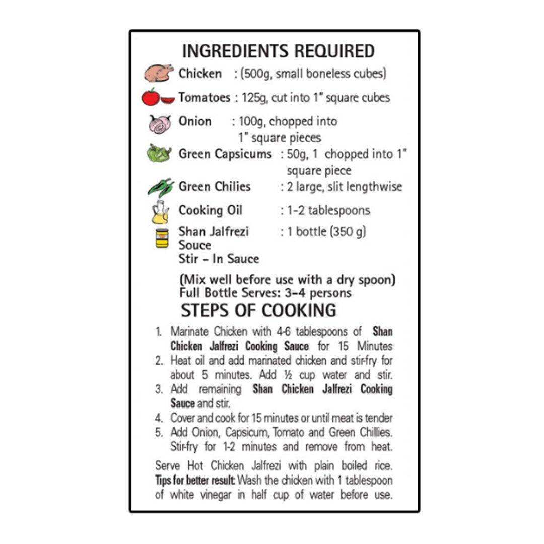 Shan Jalfrezi Cooking Sauce | 12.3oz | Tangy Tomatoes Based Stir Fry Sauce | Authentic Taste And Aroma | Traditional Marinade | - HalalWorldDepot