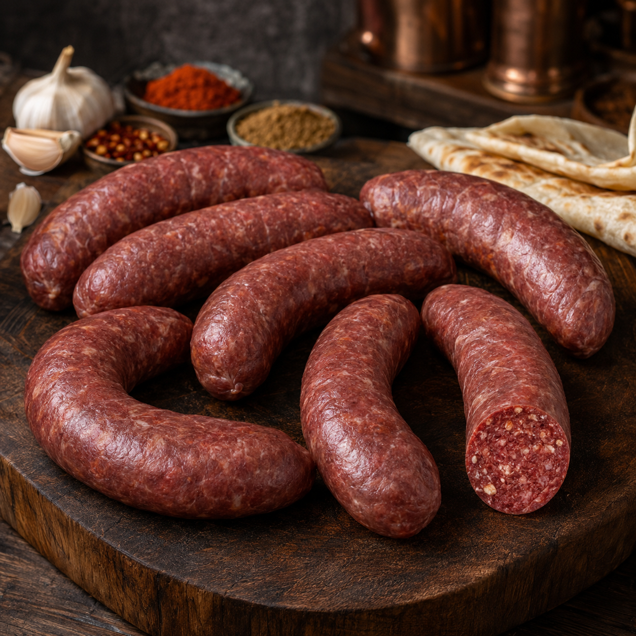 Halal Beef & Lamb Sujuk Sausage | Approx. 1lbs | Seasoned And Ready To Cook | 100% Zabiha Halal