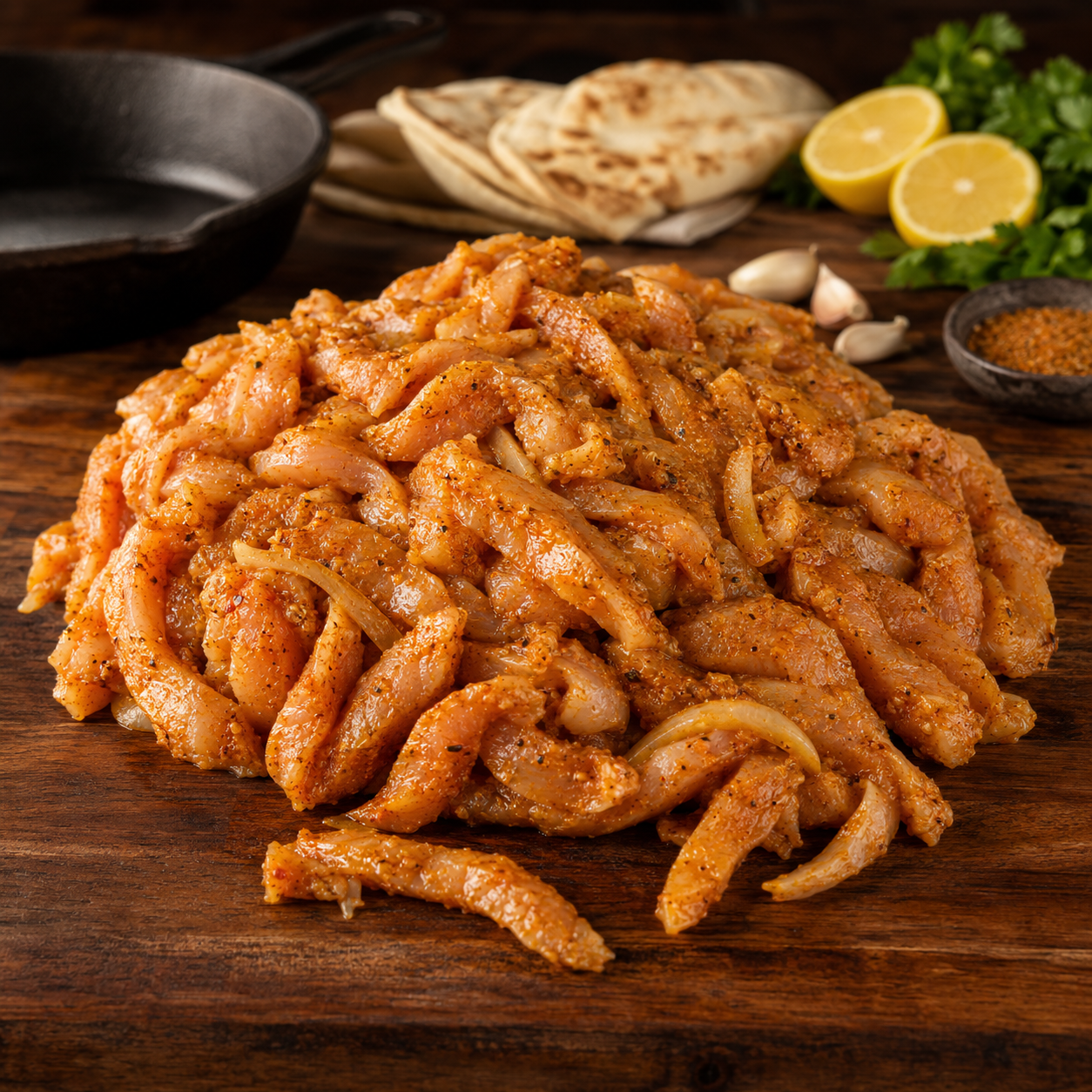 Halal Chicken Shawarma | Seasoned & Prepped | Ready To Cook | Packed Fresh |