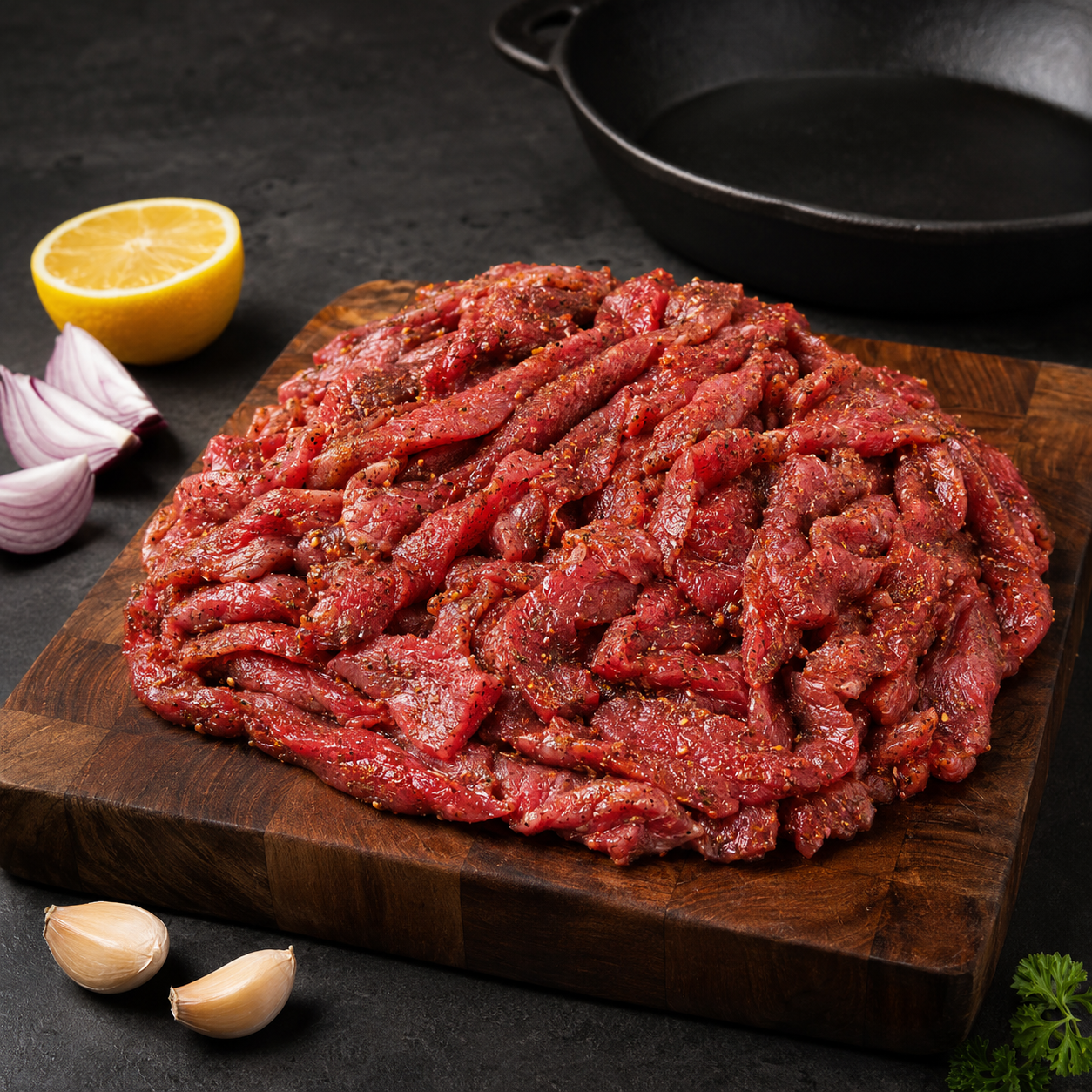 Halal Beef Shawarma | Approx 2lbs | Seasoned & Prepped | Ready To Cook | Packed Fresh | 100% Zabiha Halal |