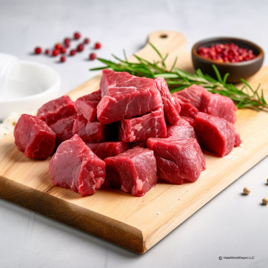 Halal Beef Cubes | Tender Cuts | Cut in Small/Medium Size Pieces | - HalalWorldDepot