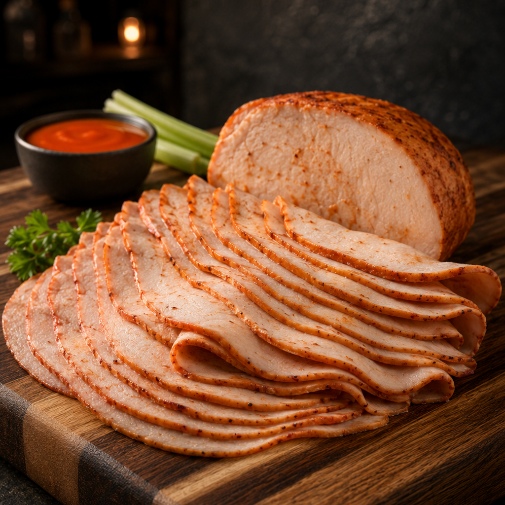 Halal Buffalo Chicken Deli | Sliced and Packaged Fresh | Spicy and Delicious |