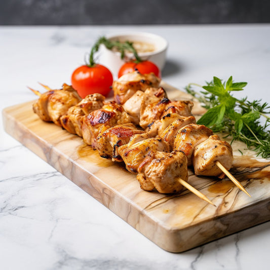 Halal Chicken Skewers | Seasoned | Ready To Grill | Approx. 1lb - 4 Skewers | 100% Zabiha Halal | - HalalWorldDepot