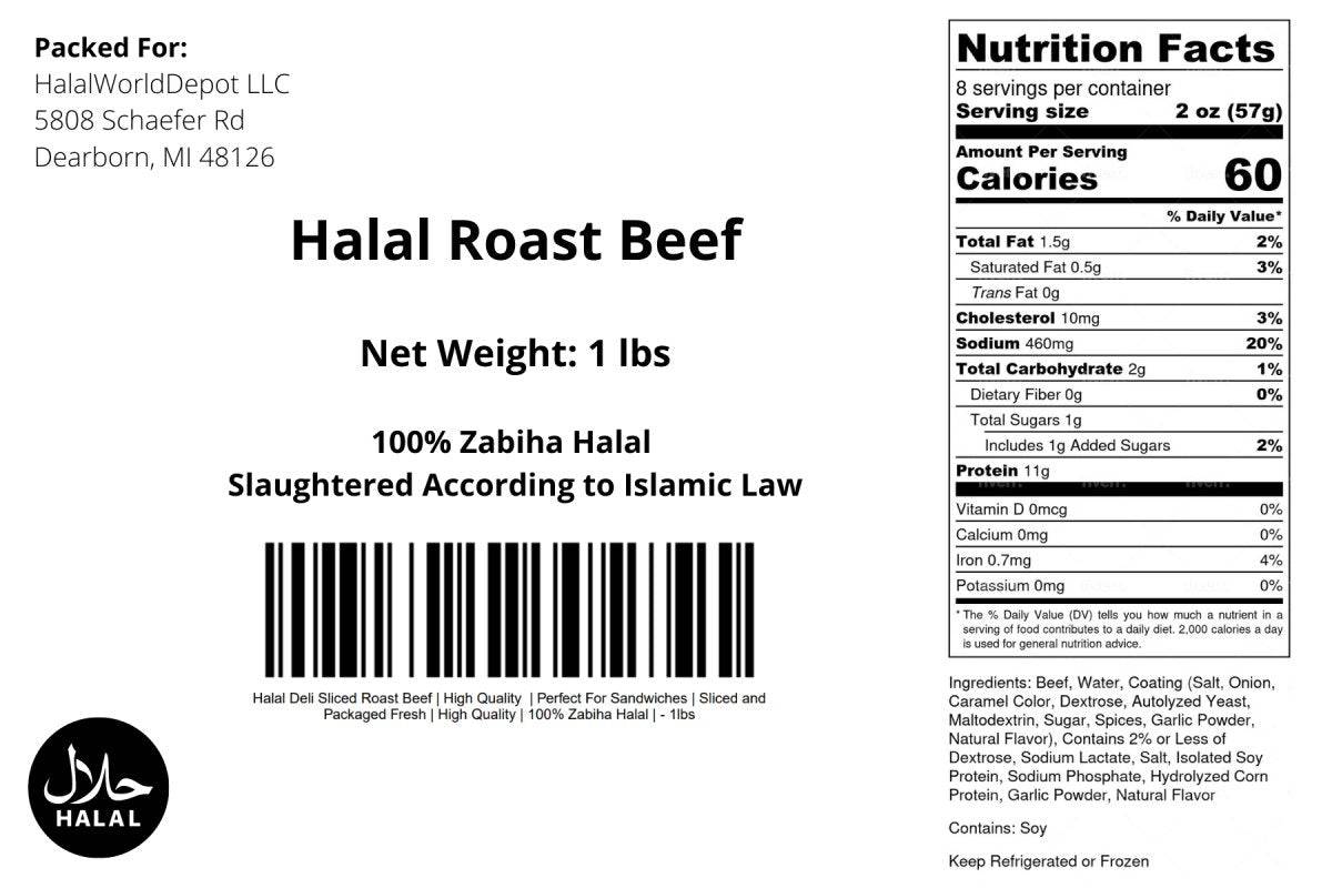 Beef Roti Halal Halal Deli Sliced Roast Beef | High Quality | Perfect For Sandwiches