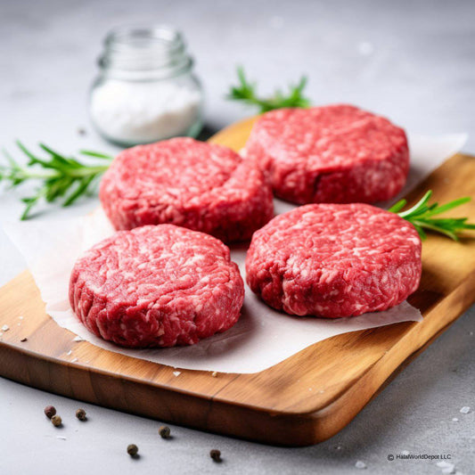 Halal Fresh Beef Burger Patties | Freshly Seasoned And Prepped | Ready To Cook | - HalalWorldDepot