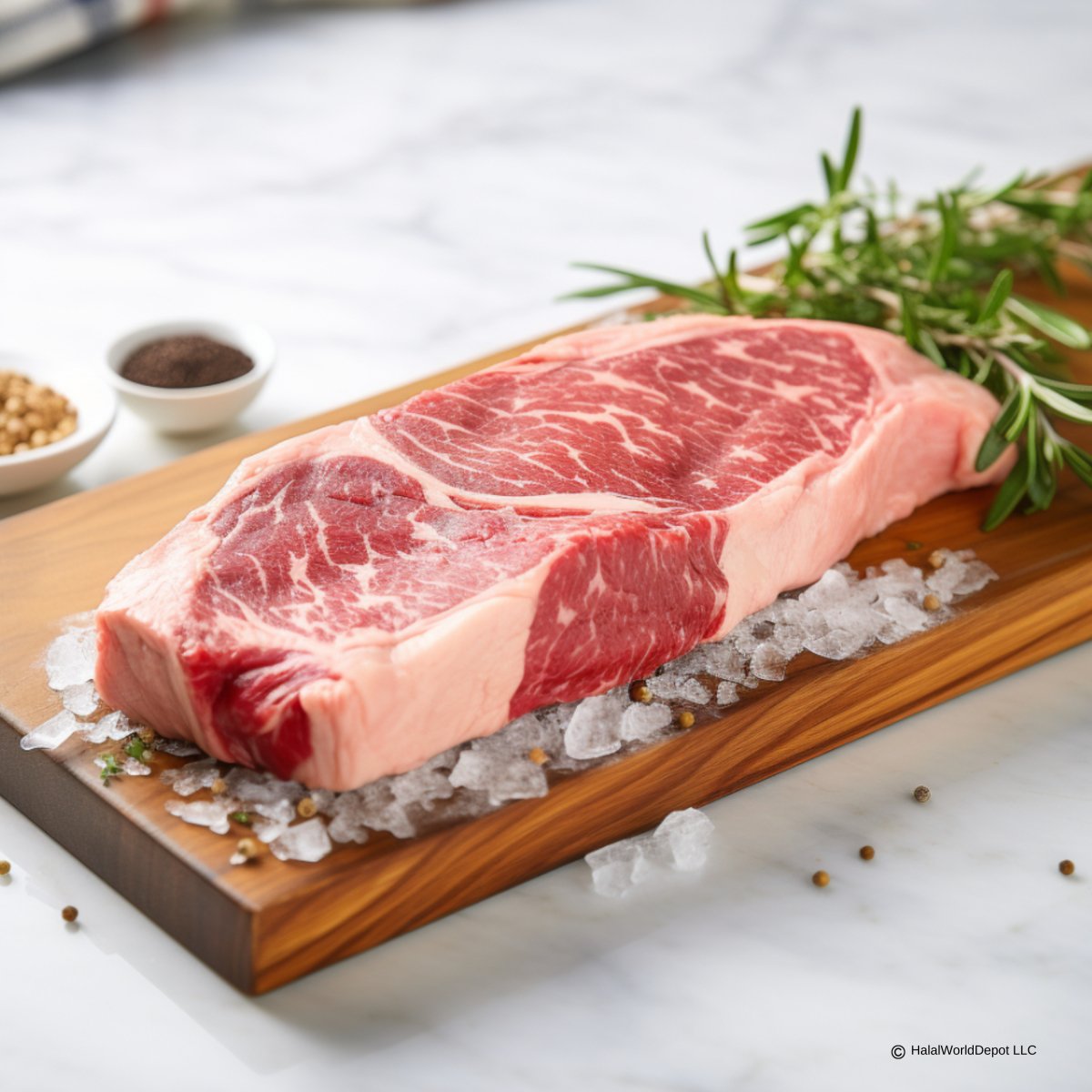 Halal New York Steak | Approx. 1lb | Sliced 1in Thick | Freshly Packaged | High Quality | 100% Zabiha Halal | - HalalWorldDepot