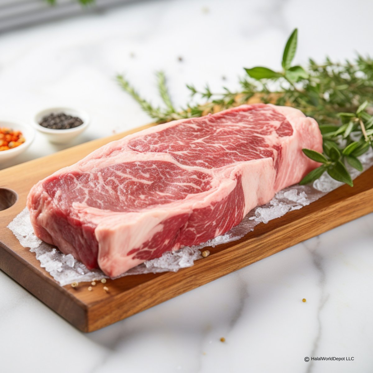 Halal New York Steak | Approx. 1lb | Sliced 1in Thick | Freshly Packaged | High Quality | 100% Zabiha Halal | - HalalWorldDepot