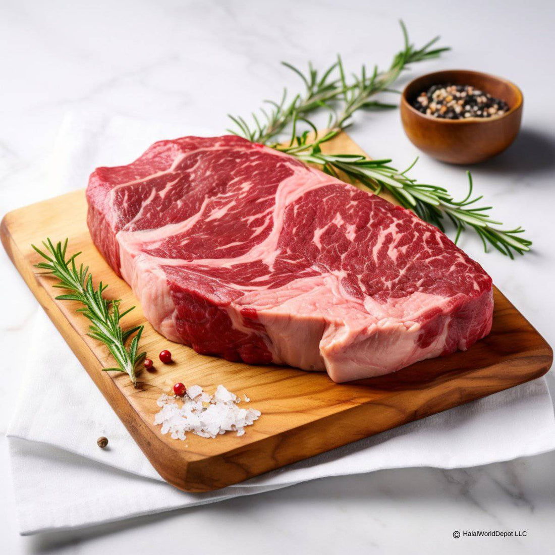 Halal Ribeye Steak Sliced 1in Thick Freshly Packaged High Qualit
